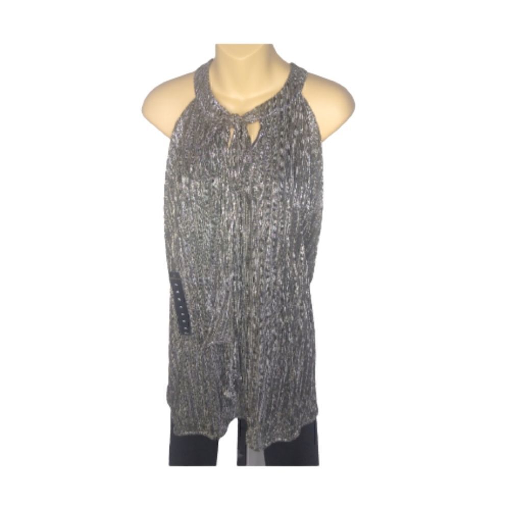 WORTHINGTON NWT Sleeveless Gold/Silver/Black Metallic Sexy Top Size XL